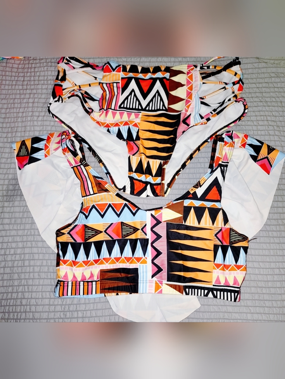 Geometric Print Bikini Set - Multicolor Tribal Pattern - Picture 2 of 7